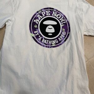 A Bathing Ape T-Shirt Size XLarge White Purple Logo w/bag!